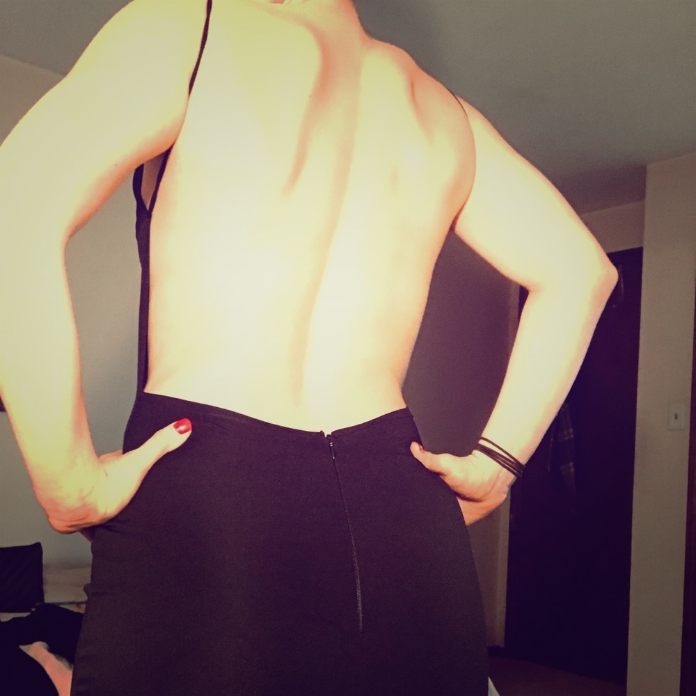 Sexy Open Back Black Fitted Dress